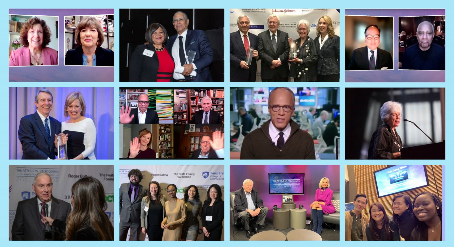 Collage of images from in-person and virtual Page Center Awards events.