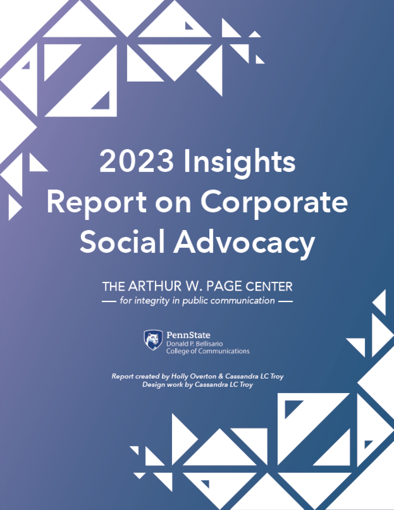 Purple and blue gradient background with the words 2023 Insights Report on Corporate Social Advocacy