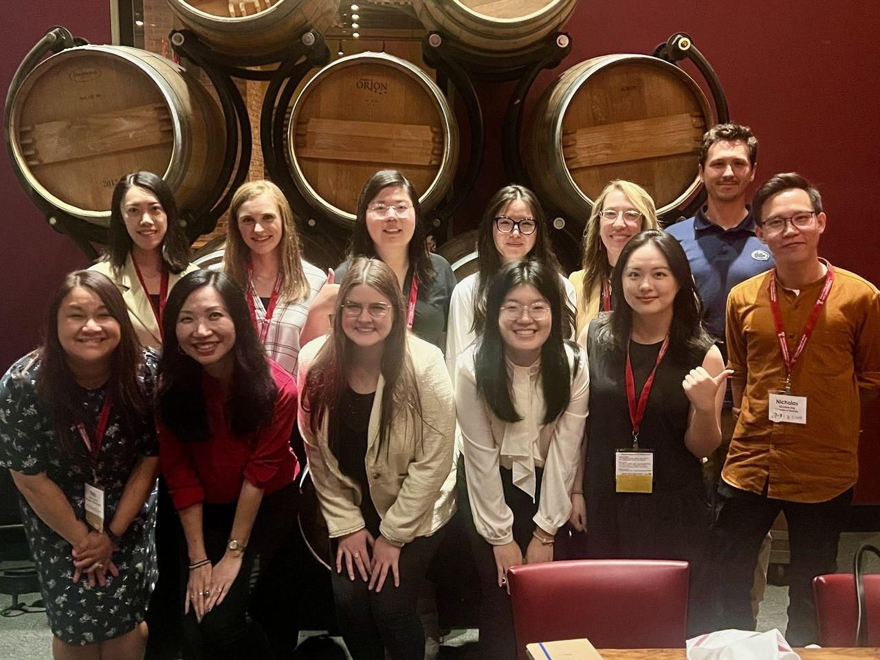 Members of Georgia's CCTT group and the Page Center's graduate lab group pose for a photo after presentations.