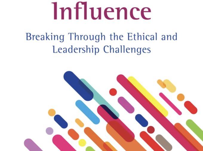 Book Cover with rainbow-style design. Title: PR Women with Influence Breaking Through the Ethical and Leadership Challenges