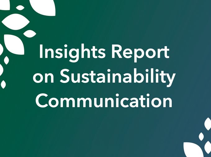 Green gradient background with the words Insights Report on Sustainability Communication