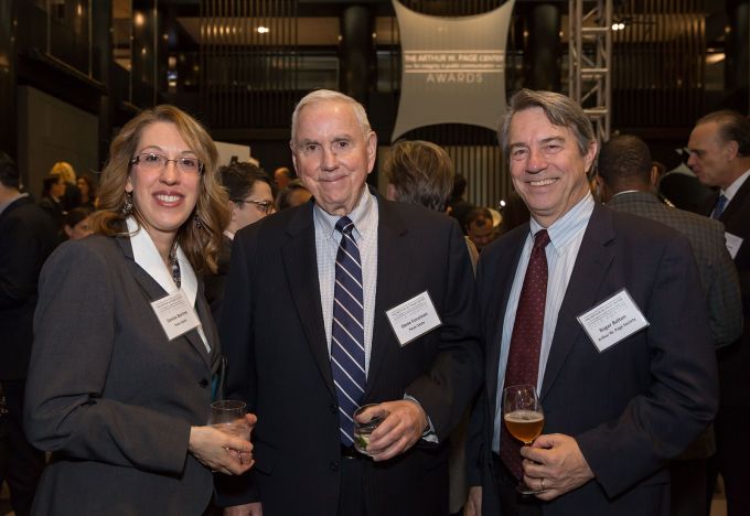 Denise Bortree, Gene Foreman (middle) and Roger Bolton at the Page Center Awards.