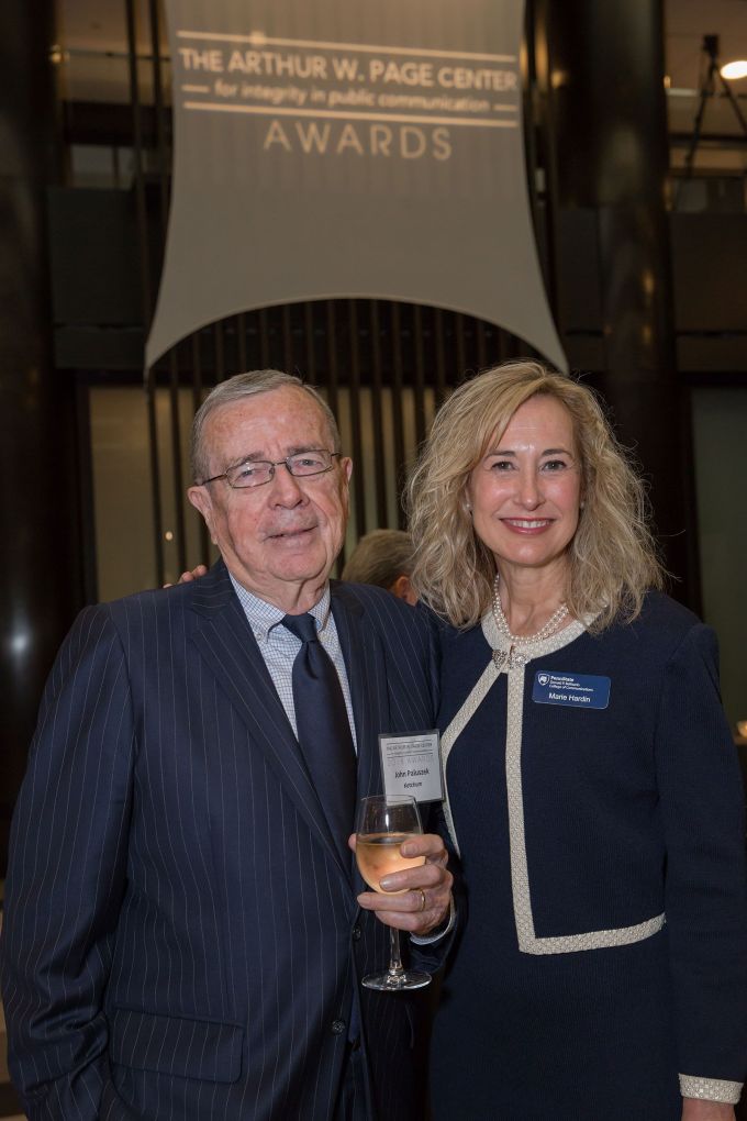 Ketchum's John Paluszek and Penn State's Marie Hardin smile for the camera.