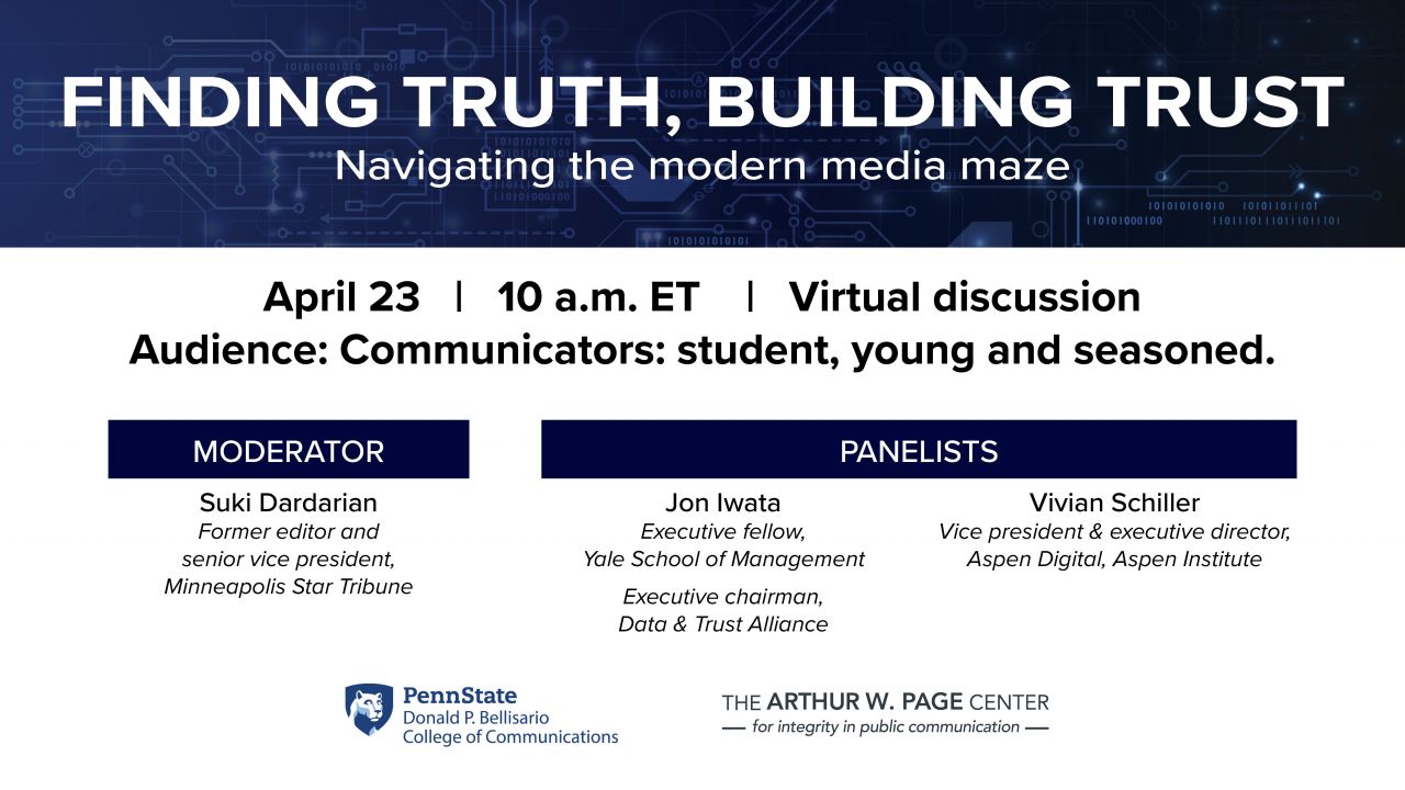 Title Card: ‘Finding truth, building trust’ April 23 at 10 a.m. ET