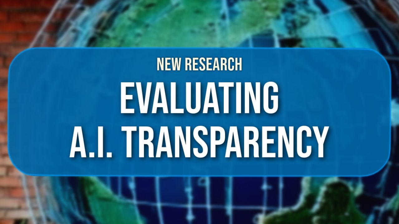 Title Card: Evaluating AI Transparency -- Globe painted on a brick wall.