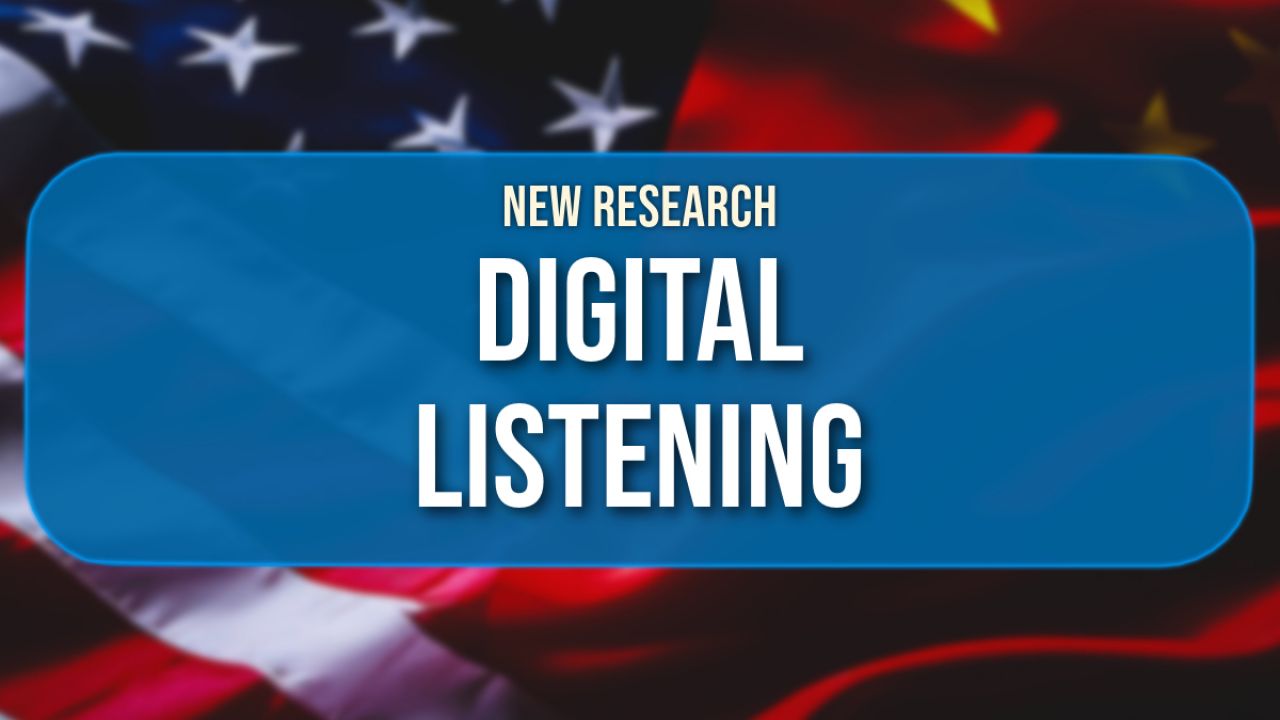 Title Card: Digital Listening with USA and China flags in the background